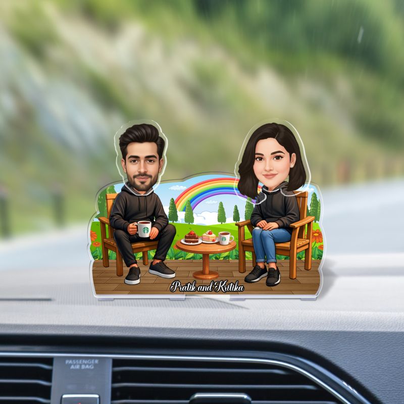 Personalized Proposing Couple Bobblehead Caricature Custom Cartoon Face Cutout Propose Theme Tabletop Decor for Girlfriend Boyfriend, Husband & Wife  Battery Powered Moving Head